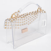 Studded Transparent Top Handle Bag